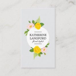 Minimal Blommigt Utandningsutandning Salon Grått Visitkort