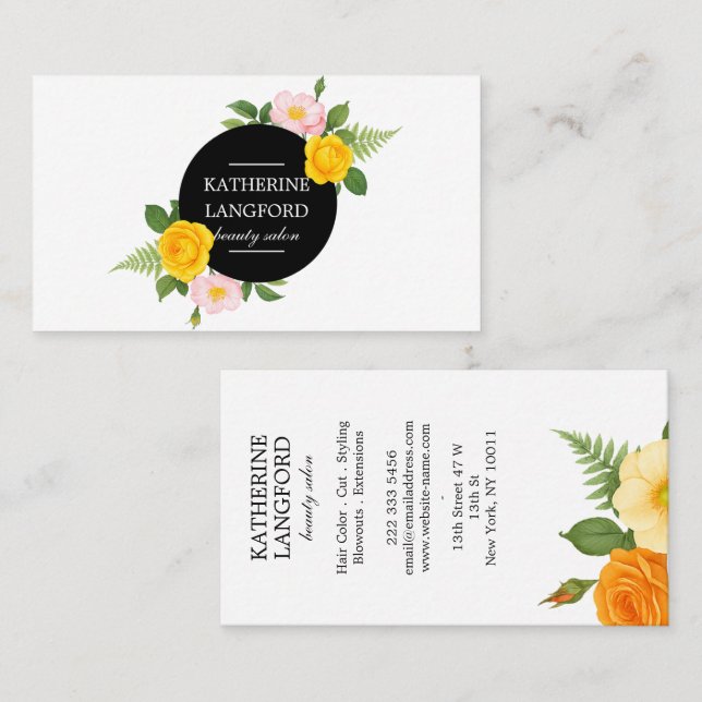 Minimal Blommigt Wandean Beauty Salon Business Sui Visitkort (Fram/baksida)