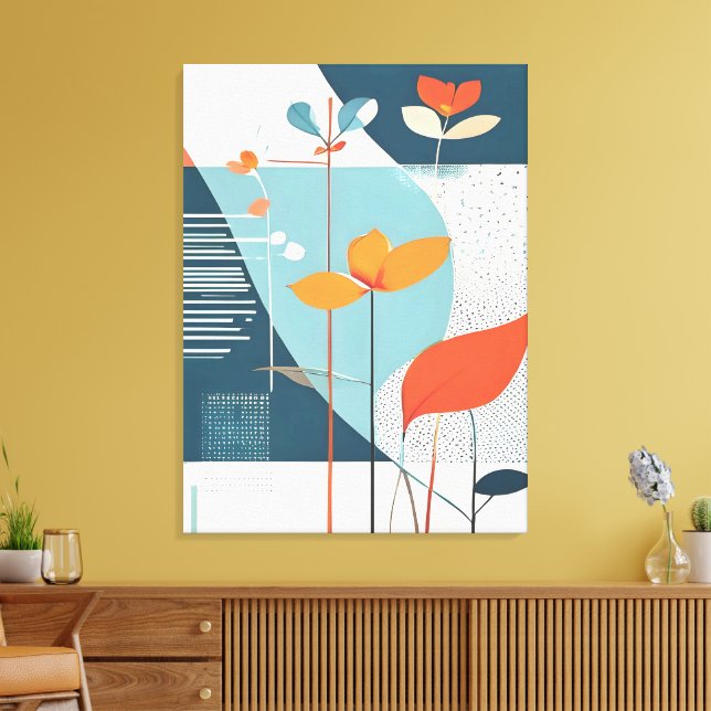 Minimal blomning canvastryck (Insitu (Vardagsrum))