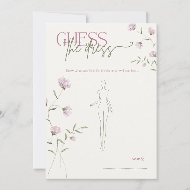 Minimal Blomster Gissa Bröllopsklänningen Bröllops Inbjudningar (Framsida)