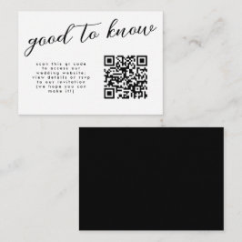 Minimal blomster kalligrafi bröllopswebbplats QR Tilläggskort