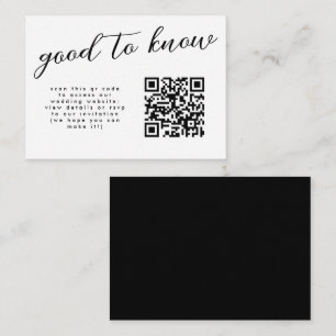 Minimal blomster kalligrafi bröllopswebbplats QR Tilläggskort