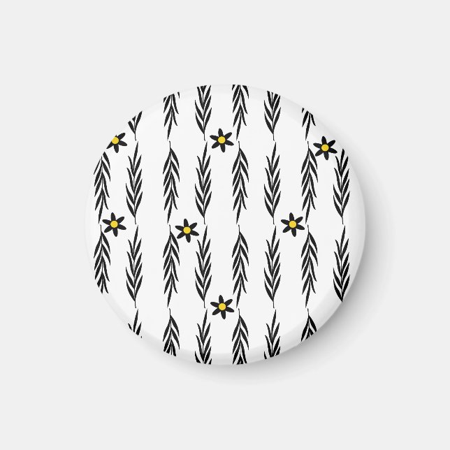 Minimal blomster sömlös modern botanisk tusensköns magnet (Framsidan)
