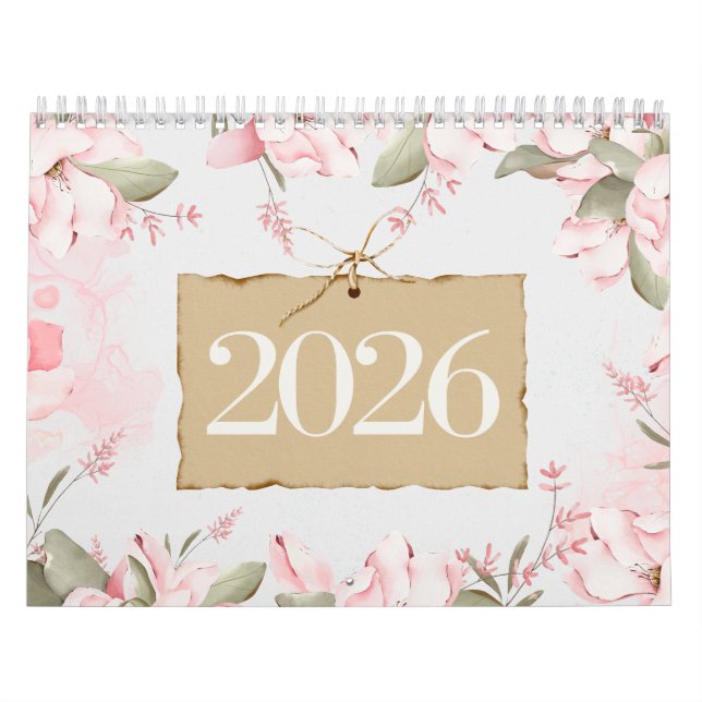 Minimal blomsterkalender med citat kalender (Omslag)