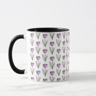 Minimal blomstermönstrad kaffekopp i linjestil