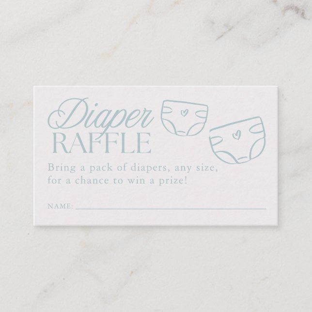 Minimal Blue Boy Baby Shower Diaper Raffle Tilläggskort (Framsida)