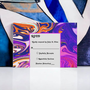 Minimal Blue Mauve Orange Galaxy Abstrakt Bröllop OSA Kort