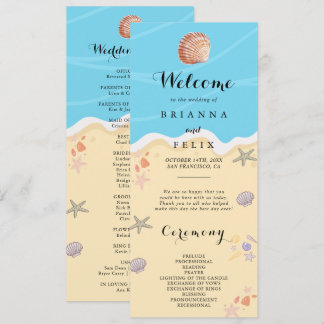 Minimal Blue Ocean Summer Wedding Program