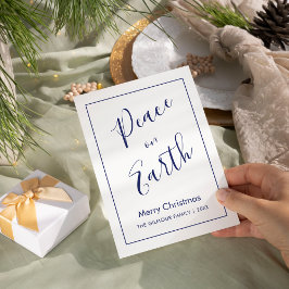 Minimal|Blue Peace on Earth Christmas Card Inbjudningar