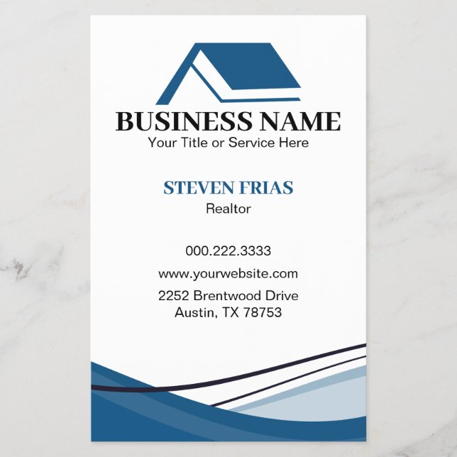 Minimal Blue Real Estate Agent House Logo Flygblad (Framsidan)
