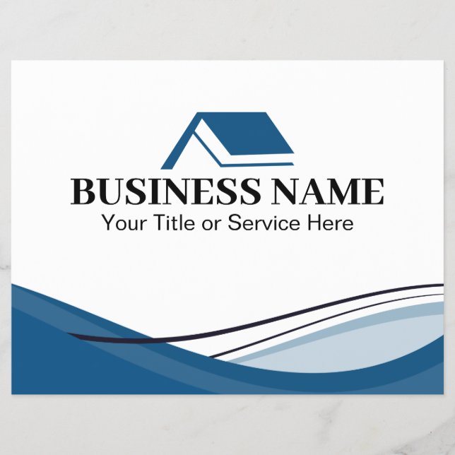Minimal Blue Real Estate Agent House Logo Reklamblad (Framsidan)