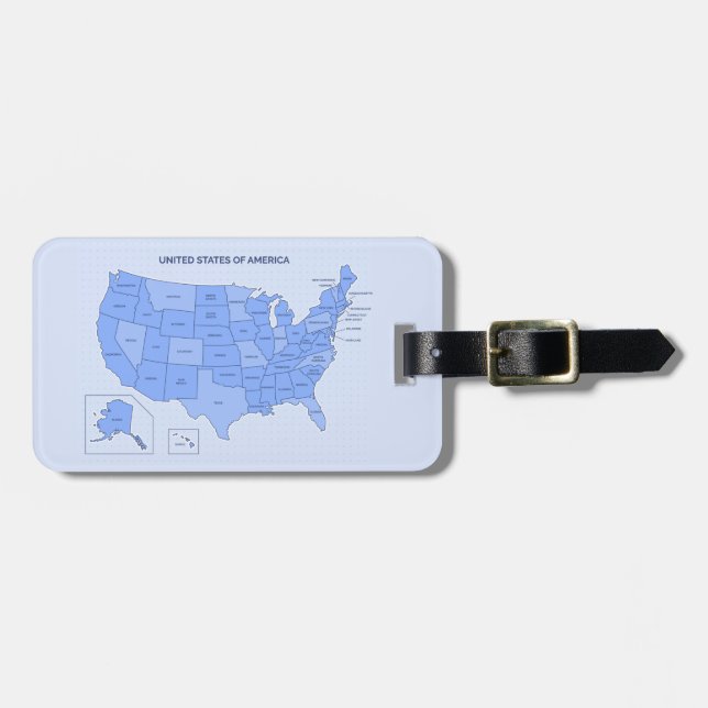 Minimal Blue United States Map Illustration Bagagebricka (Horisontell Framsida)