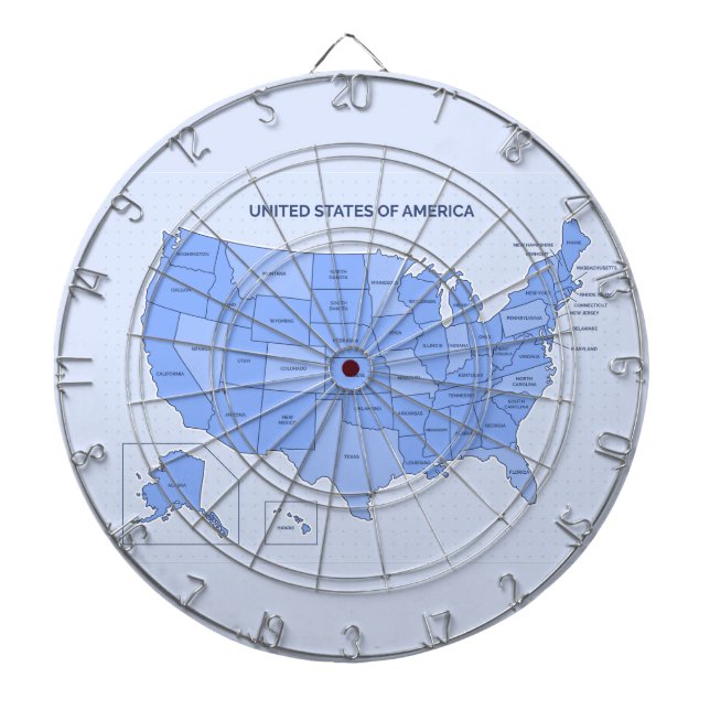 Minimal Blue United States Map Illustration Darttavla (Framsidan)