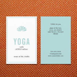 Minimal Blue White Lotus Icon Yoga Instructor Flygblad