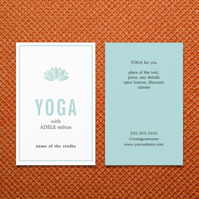 Minimal Blue White Lotus Icon Yoga Instructor Flygblad (Skapare uppladdad)