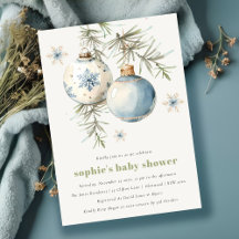 Minimal Blue Winter Chirstmas Boy Shower