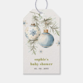 Minimal Blue Winter Chirstmas Boy Shower Presentetikett