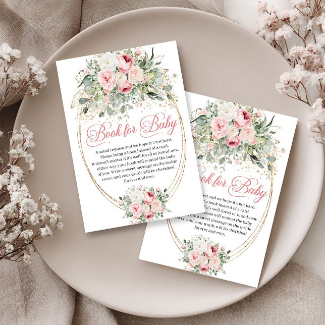 Minimal Blush Blommor Guld Bok Begär Kort (Minimal Blush Flowers Gold Book Request Card)