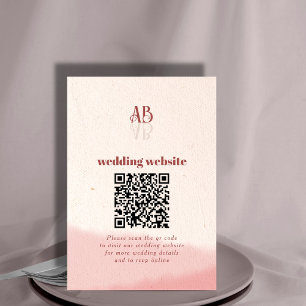 Minimal Blush & Bloom Bold Script QR-kod Bröllop Tilläggskort