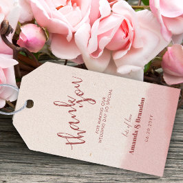 Minimal Blush Bloom Bold Script Wedding Thank You Presentetikett