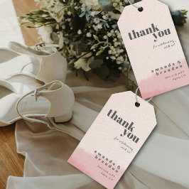 Minimal Blush Bloom Bold Script Wedding Thank You Presentetikett