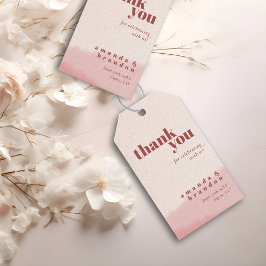 Minimal Blush Bloom Bold Script Wedding Thank You Presentetikett