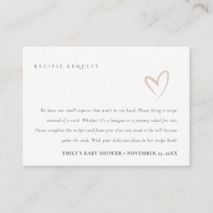Minimal Blush Hjärt Baby Shower Receptförfrågan Tilläggskort