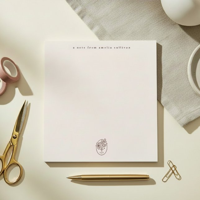 Minimal Blush Notepad with Monogram Desk Pad Anteckningsblock (Skapare uppladdad)
