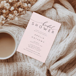 Minimal Blush Pink Bridal Shower Inbjudningar
