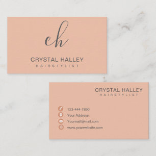 Minimal Blush Script Logotyp Frisör Visitkort