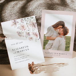 Minimal Blush Vildblomma Bröllop Spara Datum Datumet