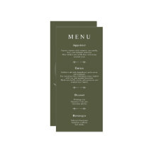 Minimal Bohemian Oliv grönt Bröllop Menus