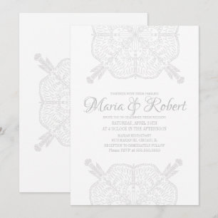 Minimal bohemisk mandala-konst boho bröllop inbjudningar