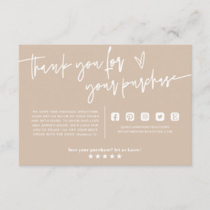 Minimal Boho Beige Earth Tack Paket Infoga Tilläggskort