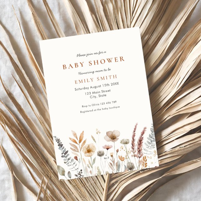 Minimal Boho Blommigt Baby Shower Inbjudningar (Skapare uppladdad)