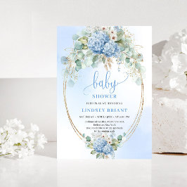 Minimal Boho Blue Floral Baby Shower Invitation Inbjudningar