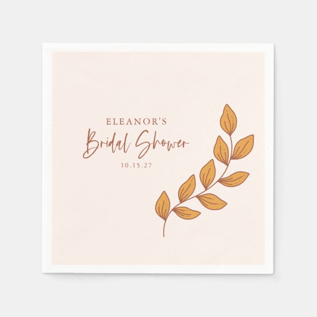 Minimal Boho Botanisk Bröllopsdusch Anpassad Pappersservett (Framsidan)