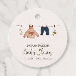 Minimal Boho Boy Winter Clothesline Baby Shower Gåvor Etiketter