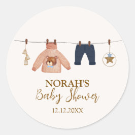 Minimal Boho Boy Winter Clothesline Baby Shower Runt Klistermärke