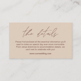 Minimal Boho Bröllop-informationshöljekort Tilläggskort