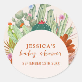 Minimal Boho Cactus Arch Desert Pampas Baby Shower Runt Klistermärke