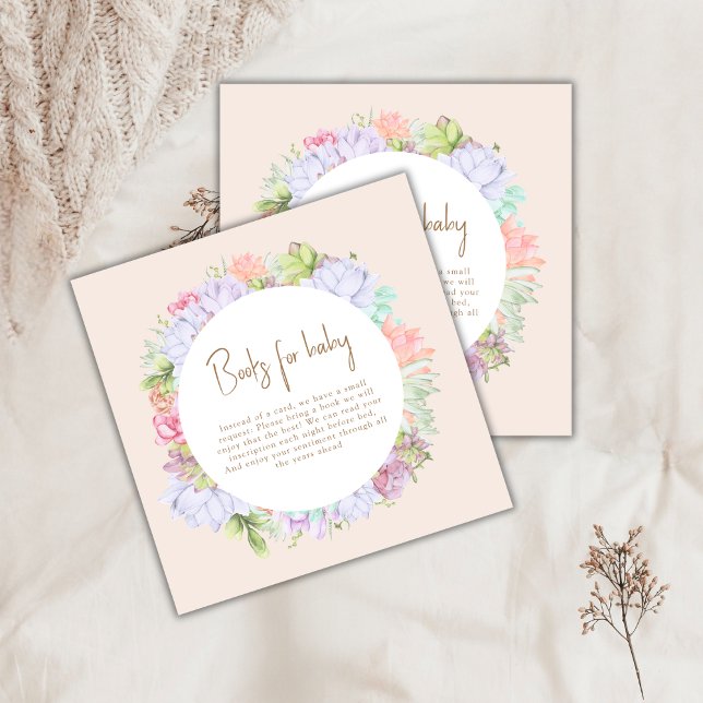 Minimal Boho Cactus Desert Bokar för babyskor Tilläggskort (Minimal Boho Cactus Desert Books For Baby Shower Enclosure Card)