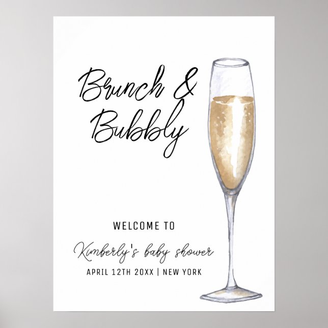 Minimal Boho Champagne Brunch Baby Shower Välkomst Poster (Framsidan)