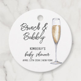 Minimal Boho Champagne Brunch BubLY Baby Shower Gåvor Etiketter