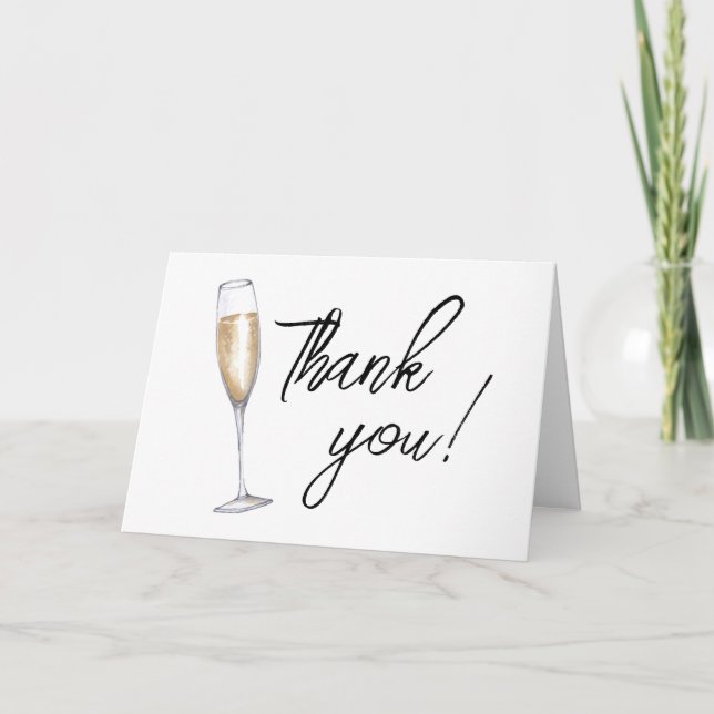 Minimal Boho Champagne Brunch BubLY Baby Shower Tack Kort (Framsida)