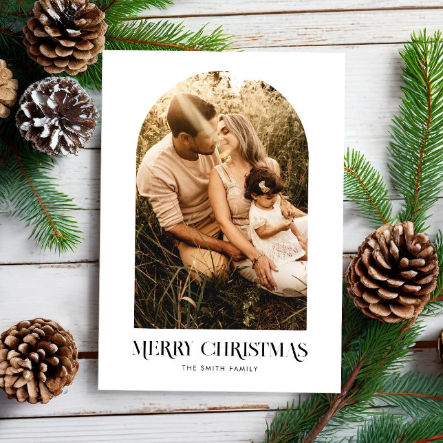 Minimal Boho Chic God jul Arch Photo Julkort (Skapare uppladdad)