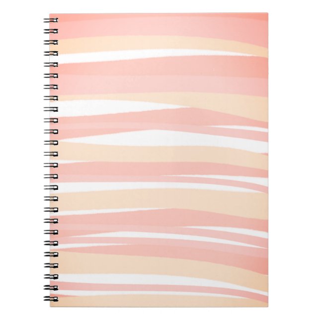 Minimal Boho-Chic Peach Rosa Abstrakt Rand Linjer Anteckningsbok (Framsidan)