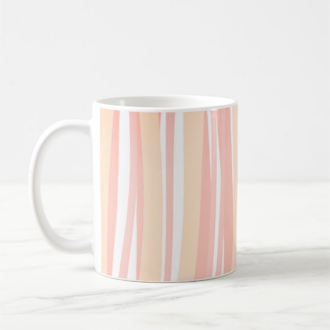 Minimal Boho Chic Soft Rosa Abstrakt Linjer Kaffemugg (Vänster)