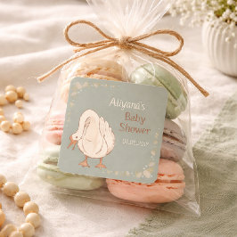 Minimal Boho Galen Gås Personlig Bebis Shower Fyrkantigt Klistermärke