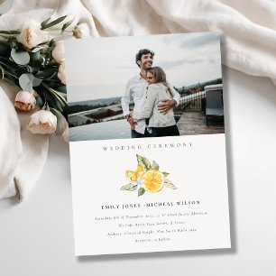 Minimal Boho Lemon Foliage Photo Wedding-inbjudan Tack Kort